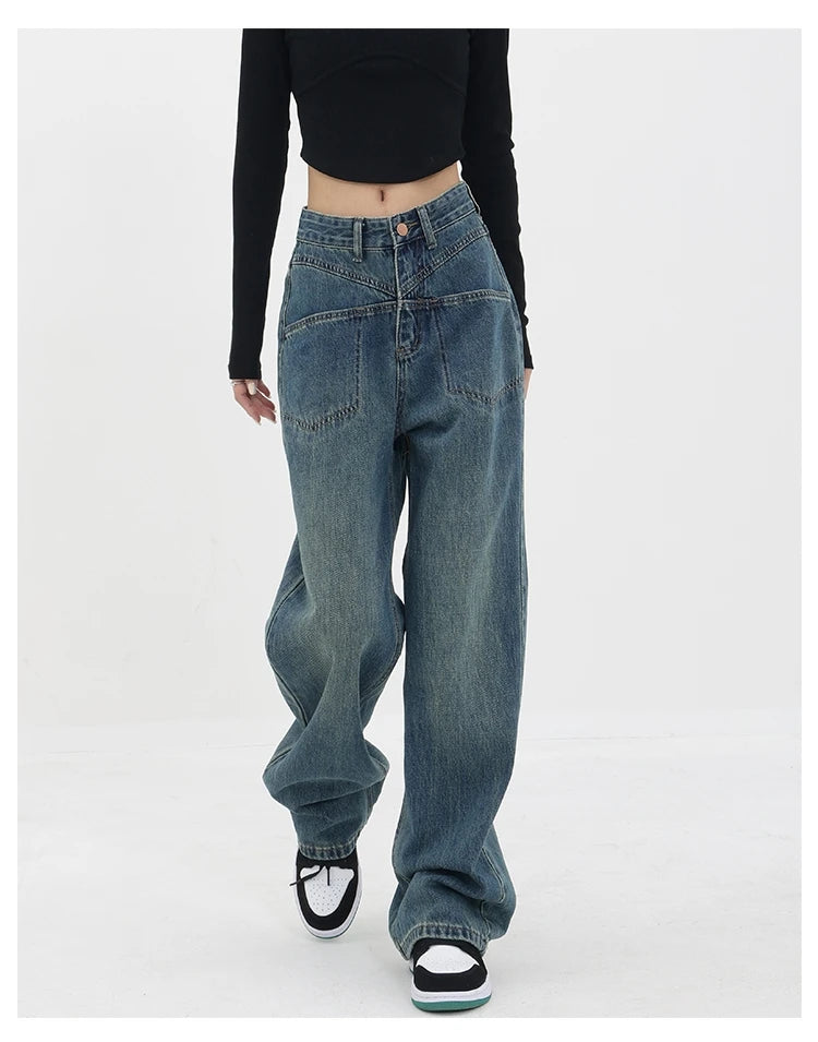 Aiertu Baddie Baggy Wide Leg Boyfriend Jeans Aiertu
