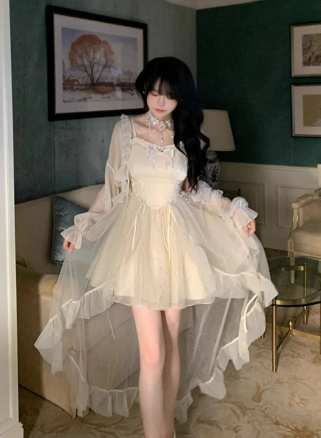 Aiertu Sweet Japanese Sequined Slip Dress Women Mesh Patchwork Sexy Princess Mini Dress Female Summer Casual Elegant Party Dresses Aiertu