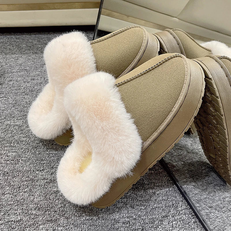 2024 Women's New  Boots Women Plus Velvet Warm Short Tube Women's Boots Korean Casual Snow Boots Students Wild Cotton Shoes Aiertu