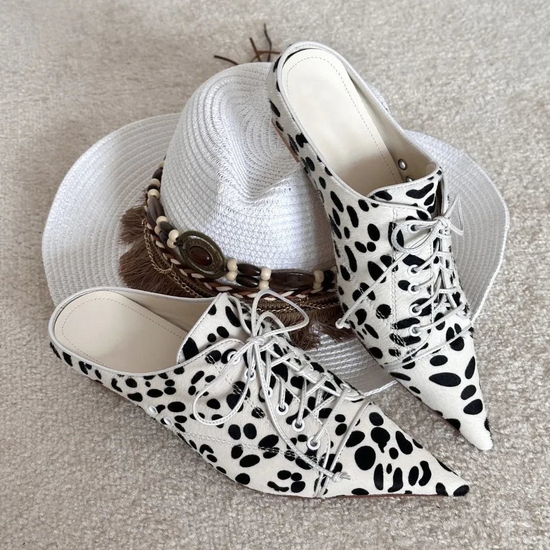 AIERTU  -  Fashion Women Shoes Retro Leopard Print Mueller Slippers for Woman Comfort Pointed Tip Casual Shoes Designer Shoes Zapatos Mujer Aiertu