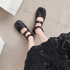 Aiertu Back  to school Designer Split Toe Flats Shoes Buckle Strap Women Comfort Bottom Ballerina Shoes Soft Leather Solid Outdoor Footwear Aiertu