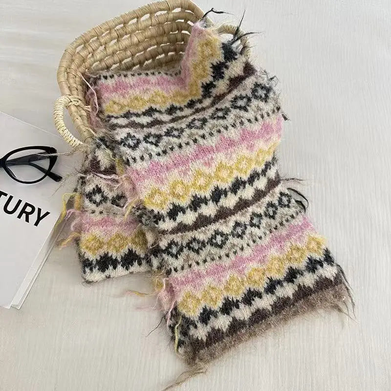 AIERTU  -  Women's Winter Scarf Sweet Warm Fel Island Style Knitted Wool Scarf High End Retro Thickened Warm Woolen Scarf Fashion Scarf Aiertu