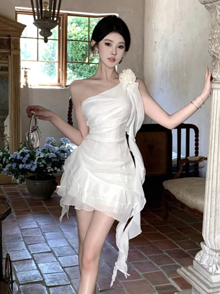 High Quality French Fashion Mini Dress For Women Summer Ladies Hotsweet Sleeveless Sexy Party Evening Dresses Vestidos Aiertu