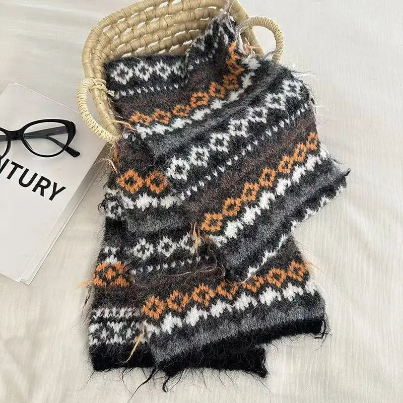 AIERTU  -  Women's Winter Scarf Sweet Warm Fel Island Style Knitted Wool Scarf High End Retro Thickened Warm Woolen Scarf Fashion Scarf Aiertu