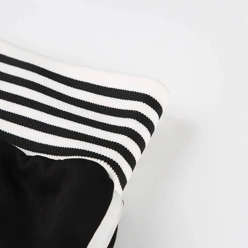 AIERTU  -  American Simple Stripe Casual Trousers Print Slim Knit All-match Office Lady Pants Straight Personalized Streetwear Hip Hop Pant Aiertu