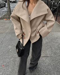 Autumn and Winter New Lapel Loose Casual Jacket Fashion Temperament Coat Women's Clothing Aiertu