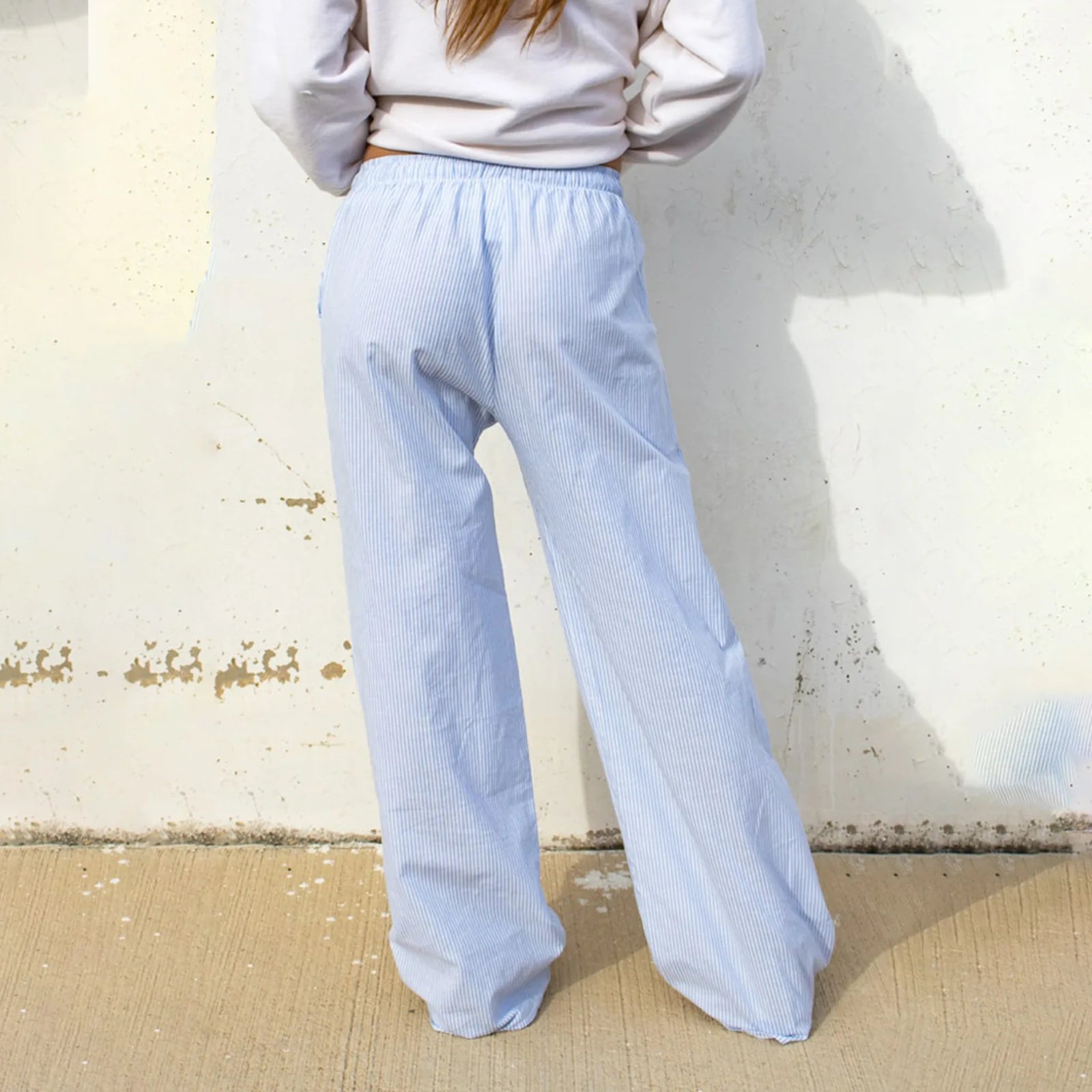 Aiertu Y2k Striped Pants Women Casual Blue High Waist Wide Leg Trousers Oversized Korean Style Red Spring New in Pants Harajuku Aiertu