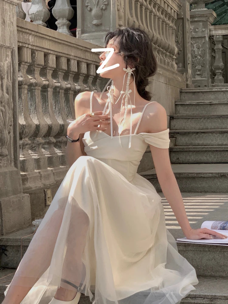 Aiertu Pure Color French Elegant Dress Office Lady 2023 Summer Short Sleeve Fairy Midi Dress Casual Fashion Evening Party Dress Woman Aiertu