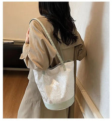AIERTU  -  Tote Bag for Women New Style Fashionable and Versatile College Student Commuting One Shoulder Class Bucket Bags Aiertu