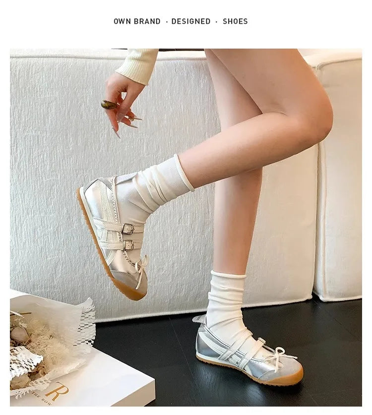 Aiertu Back  to school Women Flats Bow Ballet Dance Mary Jane Shoes Autumn Sandals Fashion New Brand Dress Designer Casual Shallow Shoes Zapatos Mujer Aiertu
