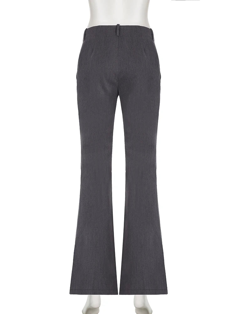 Aiertu Low Waist Wide Leg Suit Pants Women Old Money Style Korean Fashion Baggy Trousers Female Office Wear Elegant Gray Pants Aiertu