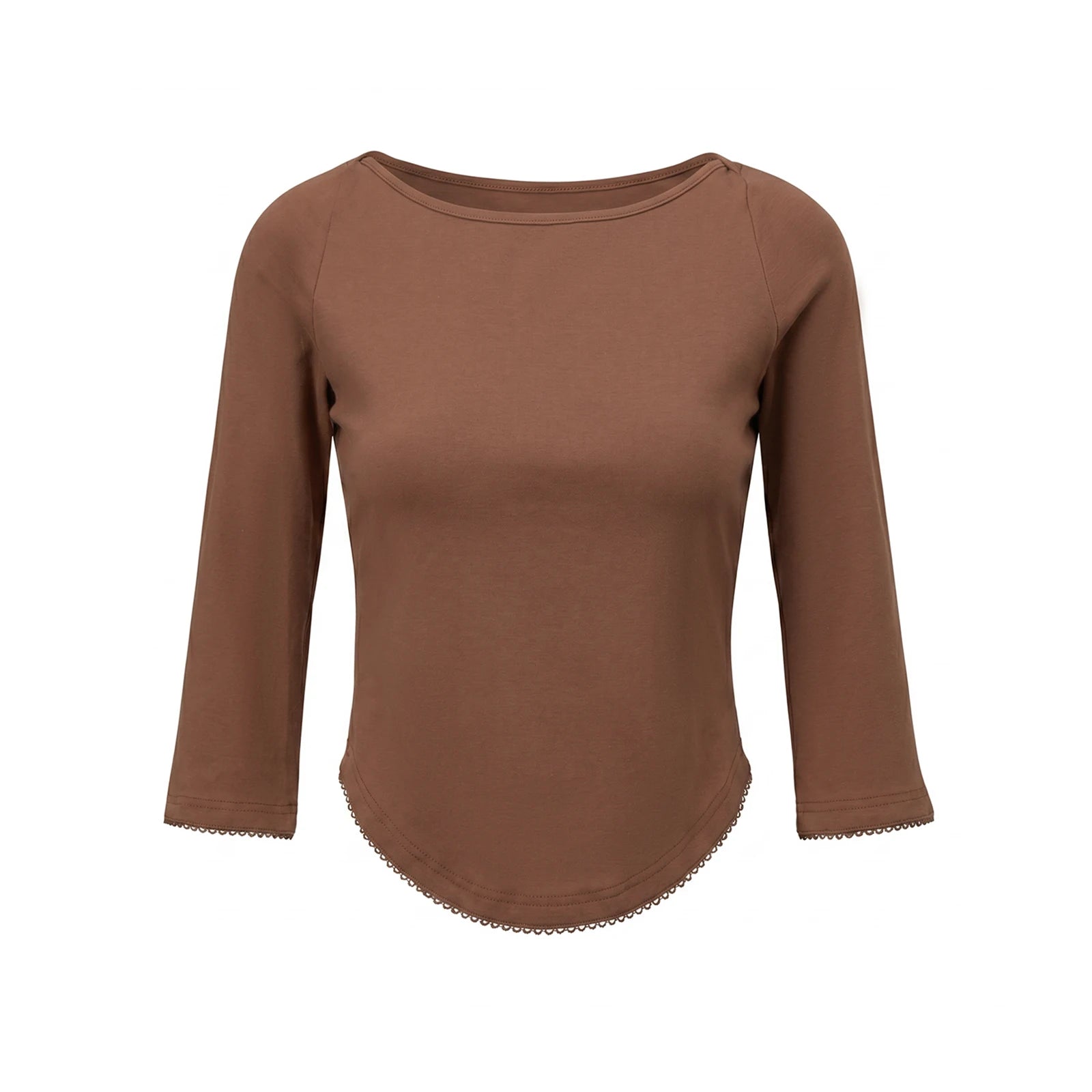 AIERTU  -  Women Summer Elegant T-Shirts Boat Neck 3/4 Sleeves Scalloped Curved Hem T-Shirts Y2K Cute Going Out T-Shirts Tops Aiertu