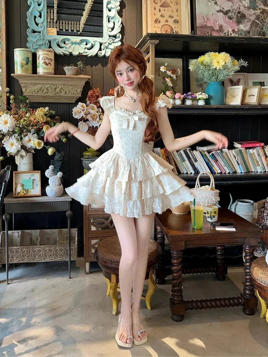 Aiertu - Princess' Pastoral Manor Sitting Room Mini Dress Kawaii Academia Y2K Cottagecore Coquette Fairycore Dollette Princesscore Aiertu