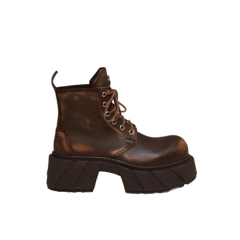 AIERTU  -  New Retro Women's Shoes Fashion Platform Motorcycle Boots for Woman Exquisite Round Head Ankle Boots Designer Shoes Botas Mujer Aiertu