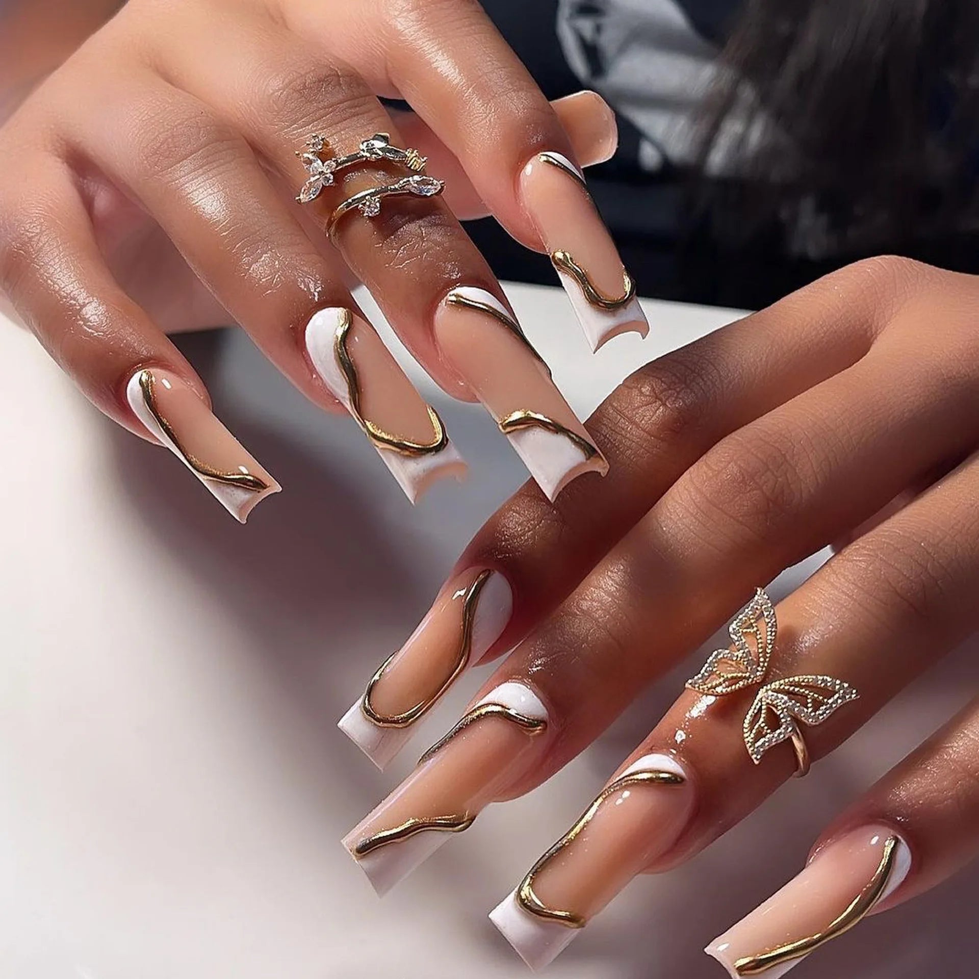 Aiertu 24Pcs Long Ballet False Nails with Bow Designs Pink Coffin Press on Nails Wearable French Fake Nail Full Cover Manicure Tips Aiertu