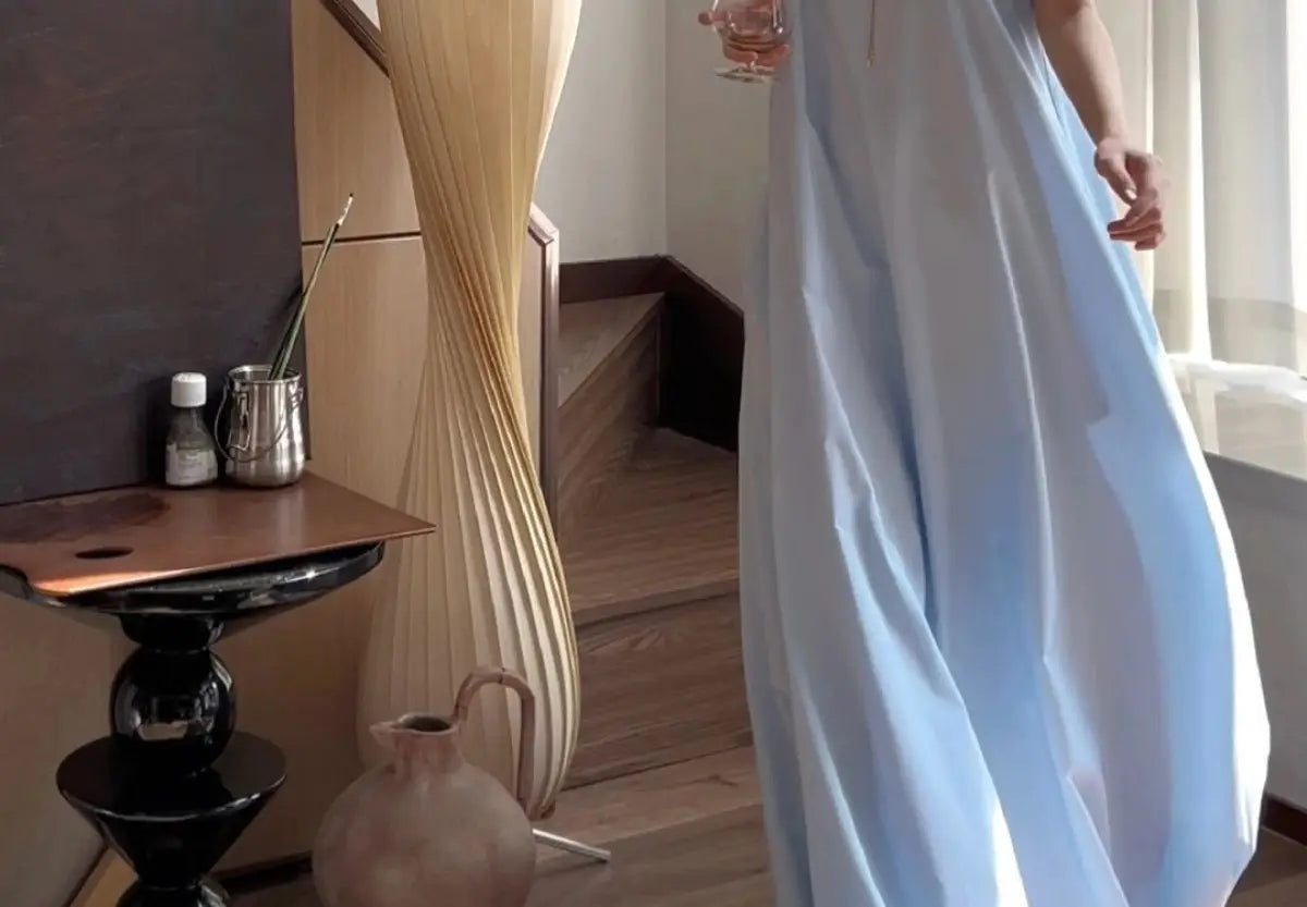 AIERTU  -  Nightdress Women's Long Dress Women's New Simple Design Sense Oversized Skirt Three-dimensional Pleated Bud Dress Aiertu