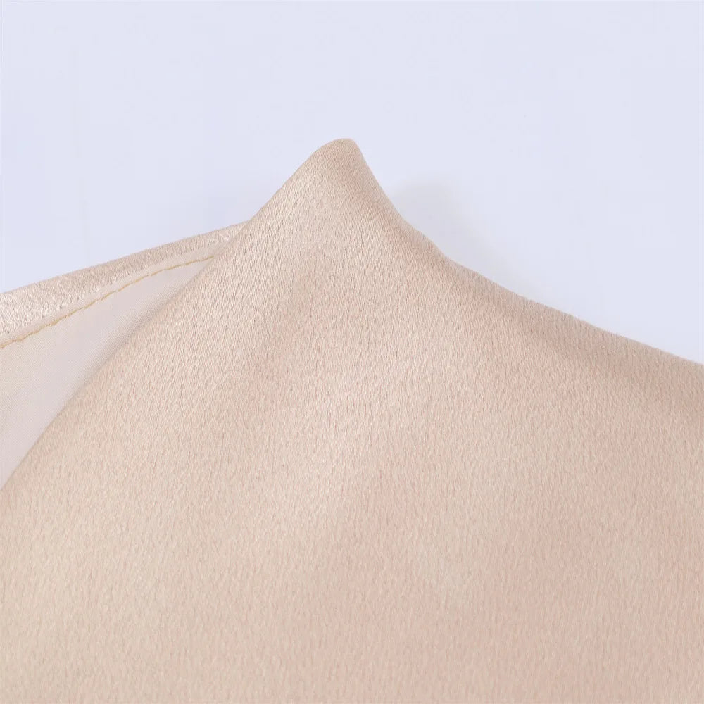 AIERTU  -  Summer New Women's Clothing Silk Satin Texture Slim Stand-up Collar Cape Waist Short-sleeved Shirt Top Aiertu