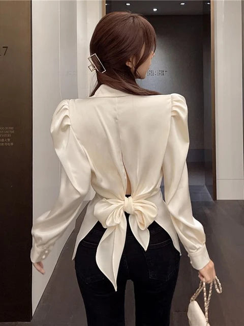 Aiertu Office Ladies Blazer Jacket Women Turn Down Collar Single Breasted Korean Casual White Vintage Outerwear Stylish Tops Aiertu