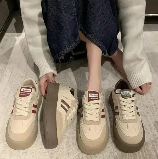 Aiertu Thick Soles Increase Shoes for Women 2024 Autumn Sneakers Korean Version Retro Fashion All Wear Light Sports Casual Board Shoe Aiertu