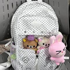 AIERTU  -  Star Polka Dots Backpack Y2k Versatile Girl High Capacity Multi Size Commuting Student Lightweight Double Shoulder Canvas Bag Aiertu