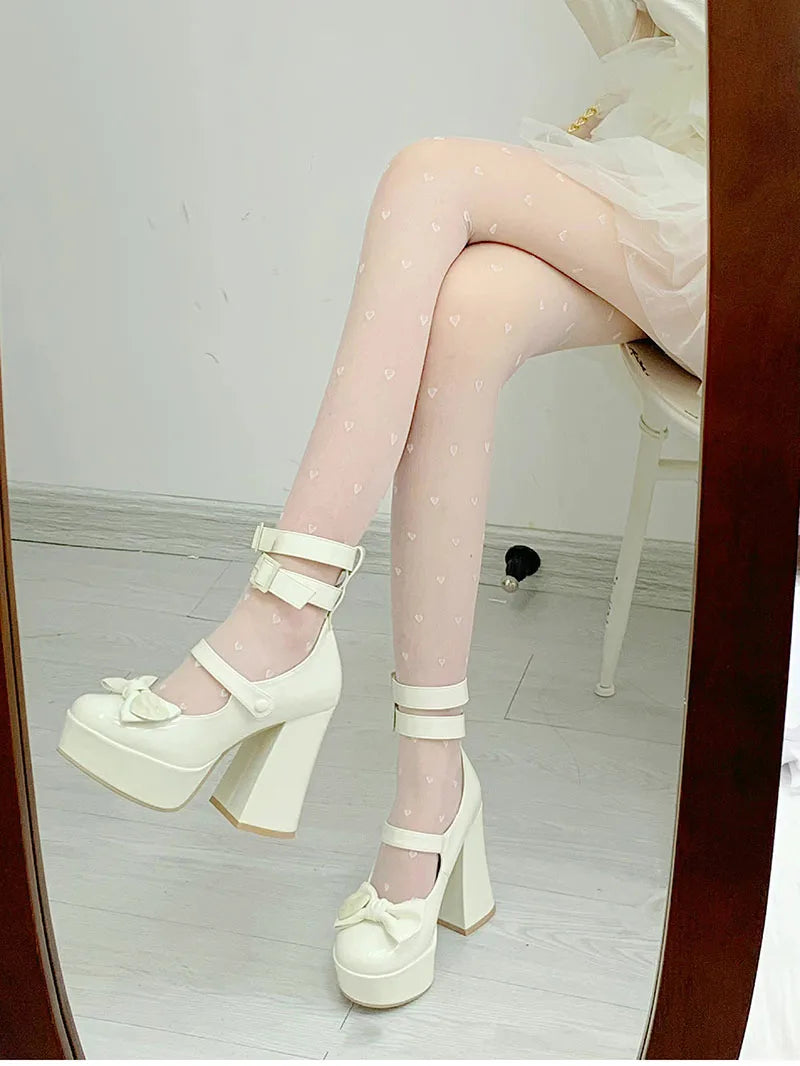 Aiertu Platform Mary Janes Shoes Women Fashion Shallow Japanese Style Women's Girls High Heel Lolita Shoes for Woman Aiertu