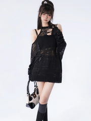 Aiertu Grunge Loose Women Sweaters Y2k Aesthetic Hollow Out Thin Pullovers 2024 Spring Long Sleeve Fashion Casual Kniited Tops Sexy Aiertu