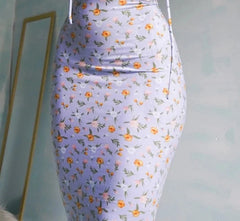 Aiertu Women Floral Print Tied Detail Lace Trim Dress  Bodycon Dress for Women Dress Aiertu
