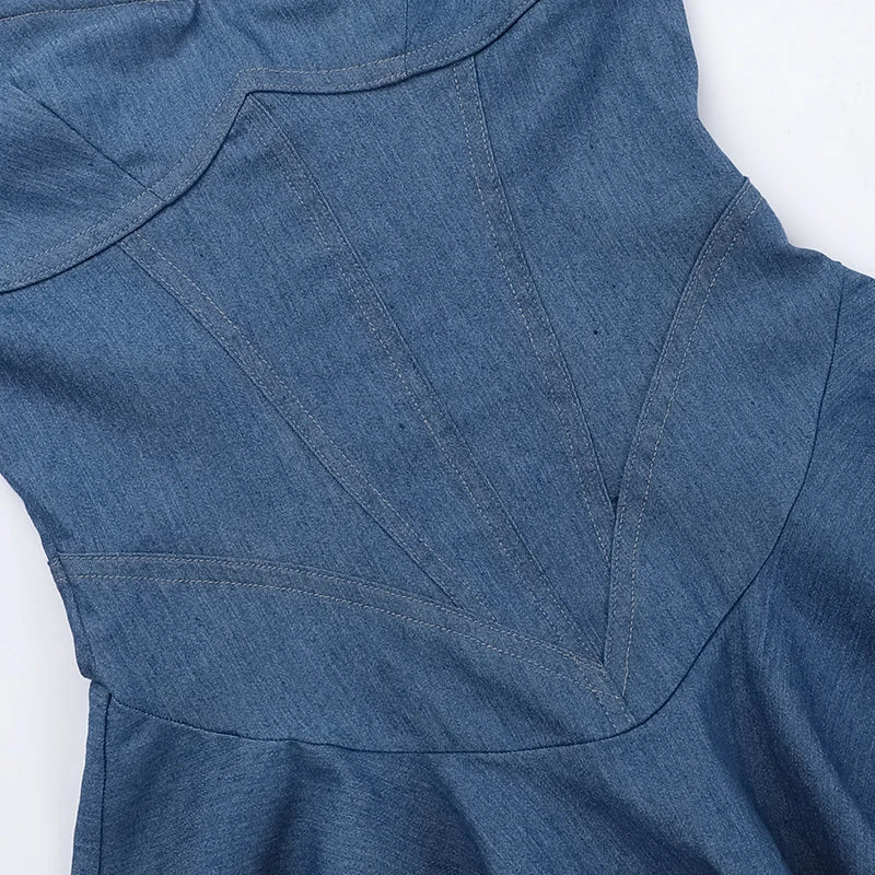 Aiertu Summer 2024 New Temperament Wrap Hip A Skirt European And American Style Sexy Bra Imitation Denim Dress For Women Aiertu