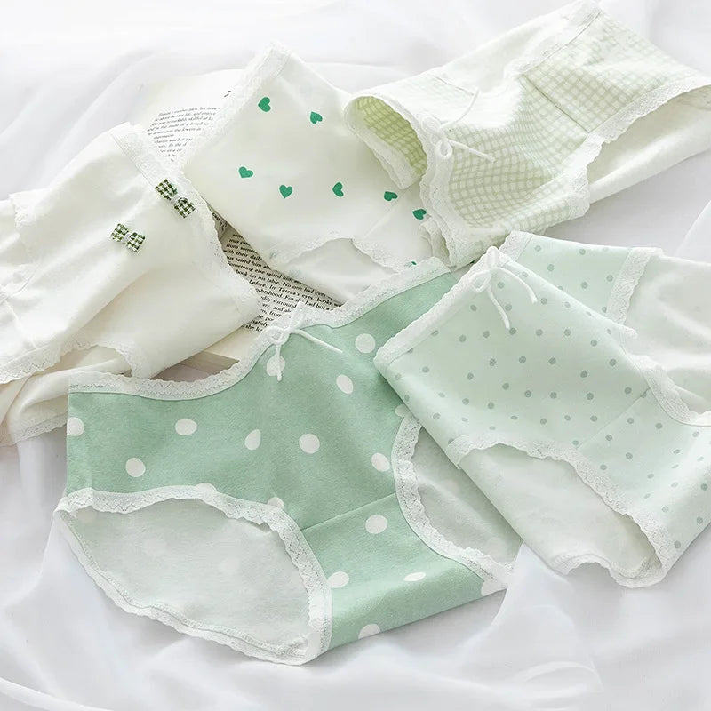 5Pcs/set Cotton Panties for Women Girl Briefs Underwear Plus Size Cute Soft Short Pantys Sexy Lingerie Female Ladies Underpants Aiertu