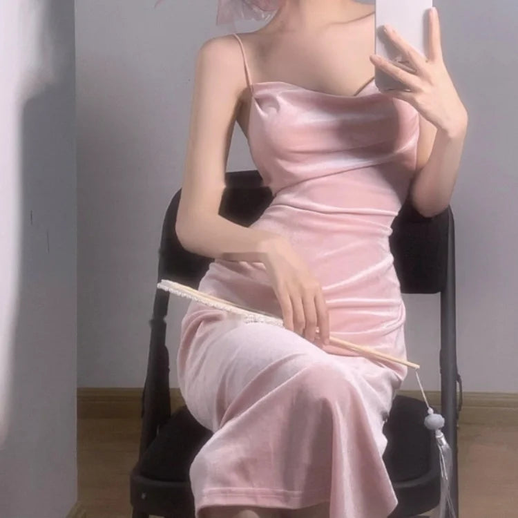Aiertu Y2k Pink Sexy Slip Dress Bodycon Spaghetti Strap Night Club Party Midi Dresses Summer Sundress Korean Fashion Kpop Aiertu