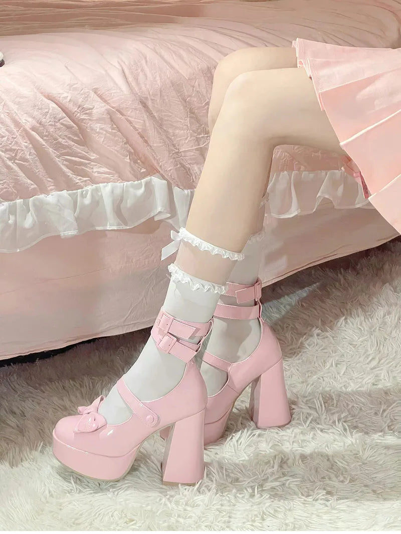 Aiertu Platform Mary Janes Shoes Women Fashion Shallow Japanese Style Women's Girls High Heel Lolita Shoes for Woman Aiertu