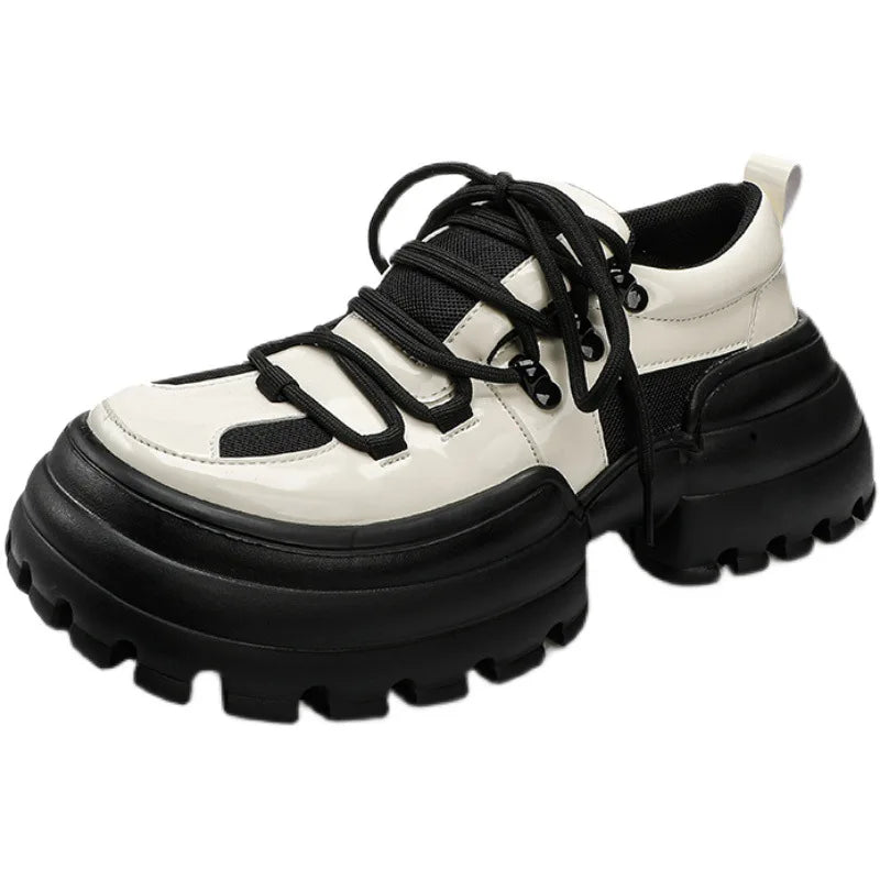 Aiertu Ladies British Casual Sport Leather Shoe Autumn New Big Head Muffin Small Leather Shoe Female Japanese College Style Single Shoe Aiertu