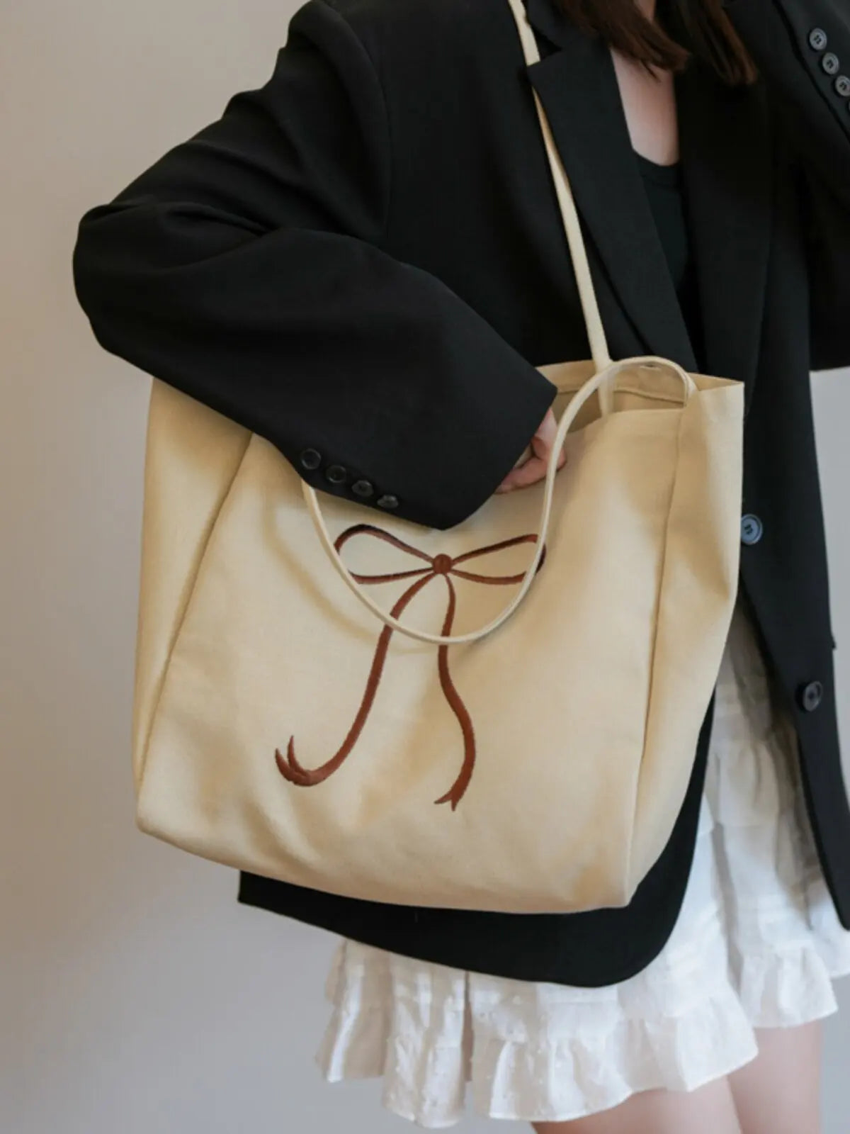 AIERTU  -  Korean Butterfly Bow Large Capacity Canvas Bag for Women New Fashionable Summer Student Class Commuting Tote Bags Aiertu