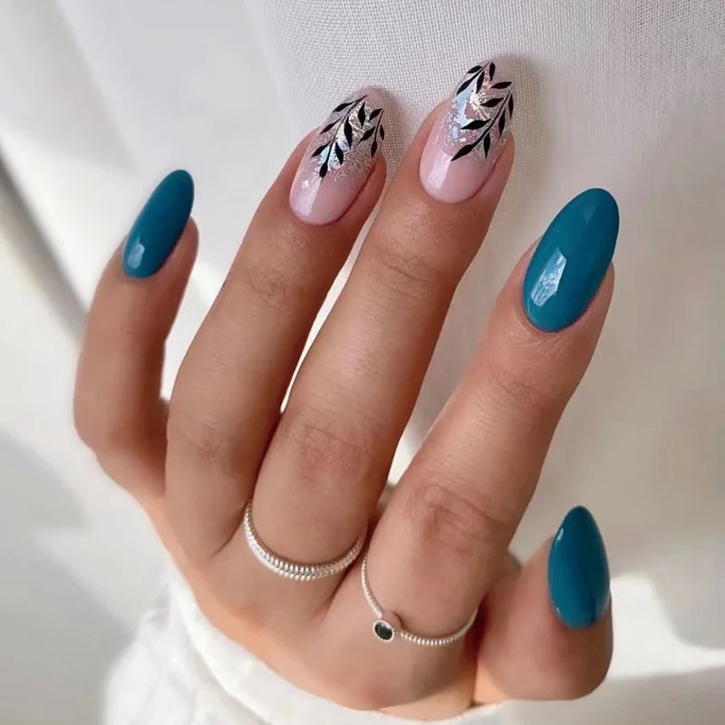 Aiertu Medium-length Acrylic Almond Fake Nails Art Cool Hottie Girl Wear False Nails Europe and USA Press on Nail Removable French Nail Aiertu