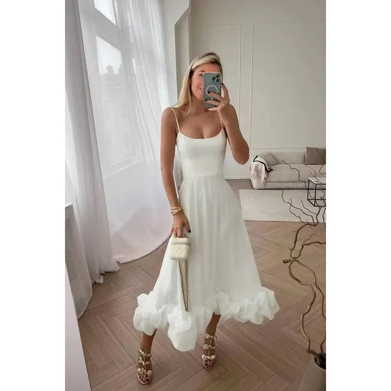Aiertu Fashion Dress for Women Sexy High Waist Spaghetti Strap Dress for Women U Neck Sleeveless Backless Elegant Party Formal Dress Aiertu
