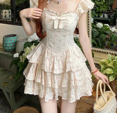 Aiertu - Princess' Pastoral Manor Sitting Room Mini Dress Kawaii Academia Y2K Cottagecore Coquette Fairycore Dollette Princesscore Aiertu