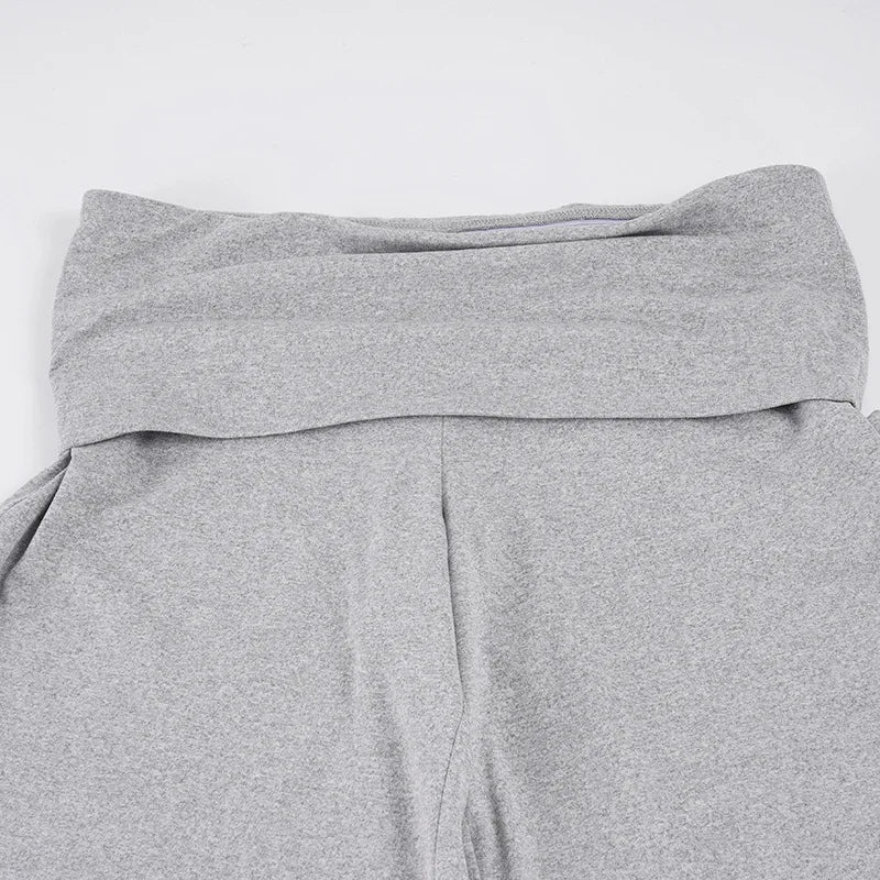 AIERTU  -  Women's Pleated High Waist Casual Solid Color Midi Flare Pants Y2K Overlap Summer Loose Fit Loungewear Bottoms Aiertu