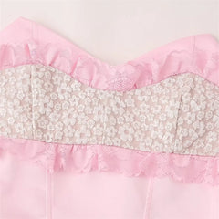 Aiertu 2024 Spring New Product Women's Fashion Sexy Lace Lace Lace Layered Decoration Bra Slim Fit Short Dress Aiertu