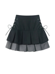 Aiertu Women's Pleated Skirt Kawaii Gothic Black Mini Skirt Korean High Waist Y2k Harajuku Vintage Bandage A-line Skirt Clothes Summer Aiertu