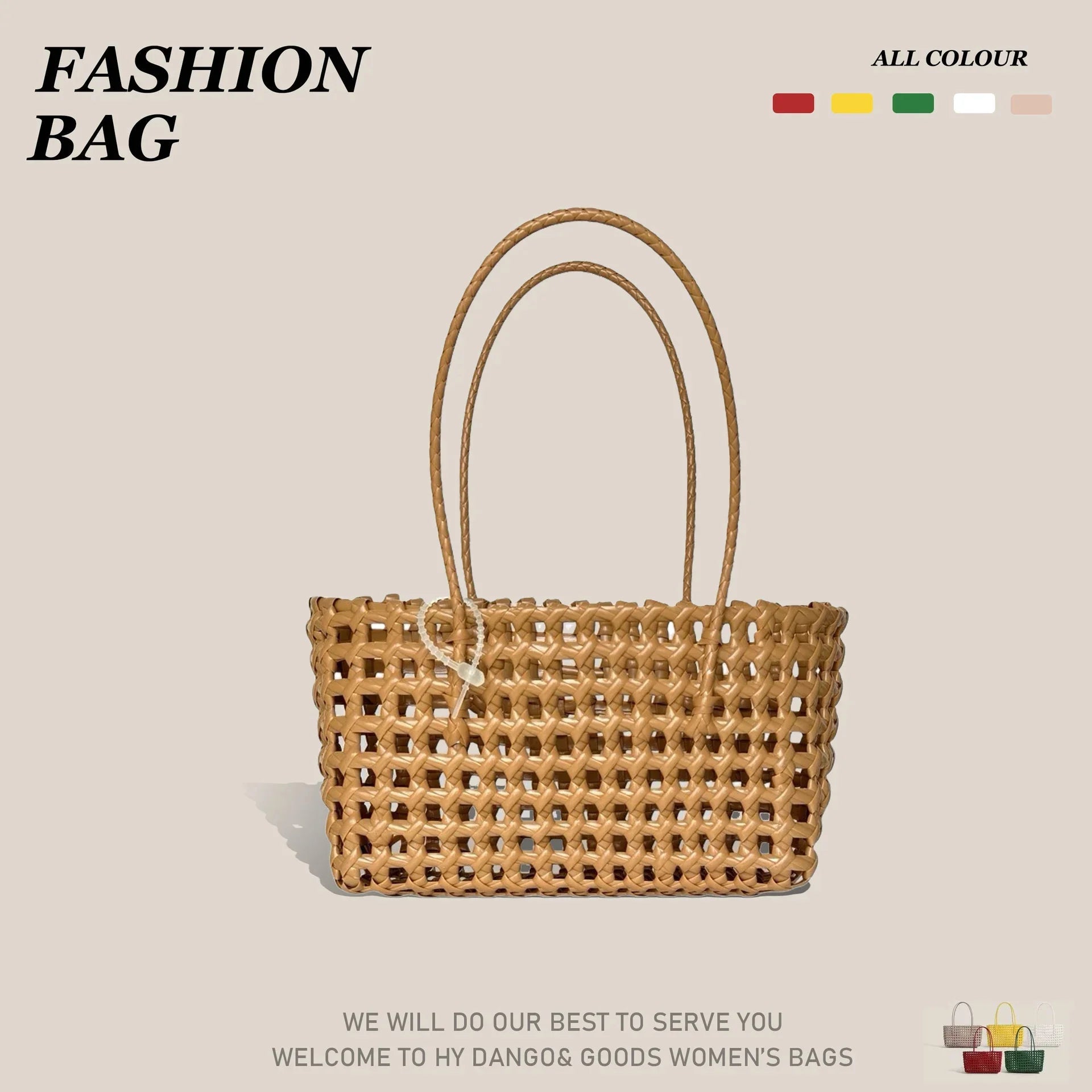 AIERTU  -  Handmade Woven Straw Handbag Portable Crochet Cabbage Basket Beach Vacation Travel Daily Commute Summer Shoulder Bag 30x13x16cm Aiertu