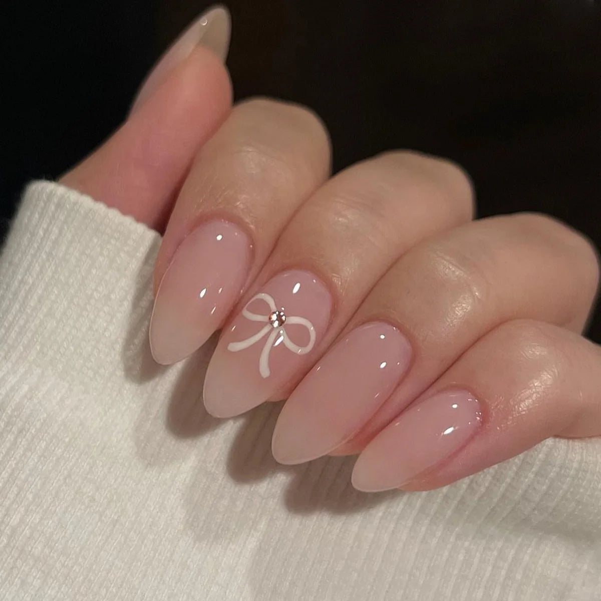 Aiertu 24Pcs Valentine Nails Press on Love Y2k Acrylic Nails Sparkle Butterfly French Cat Eye Almond Full Cover Stick on False Nail Tip Aiertu