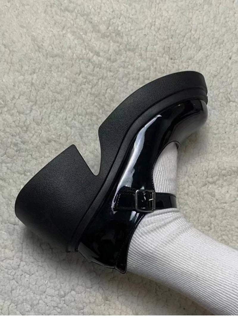 Aiertu Back  to school Platform Mary Jane Shoes 2024 New Women's Shoes Women Thick Heels Trendy Street Lolita Shoes Round Toe Ankle Strap  Pumps Aiertu