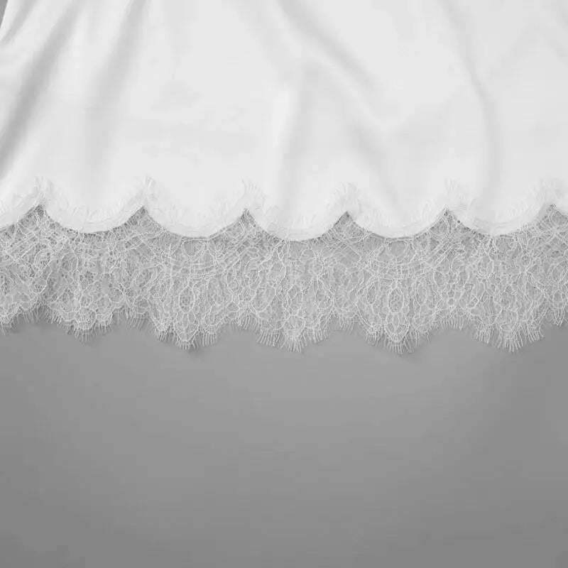 AIERTU  -  Sexy Strapless Satin Vest Irregular Lace Women's Top Summer Solid Color Loose Comfortable Lazy Daily Leisure Commuting White Top Aiertu