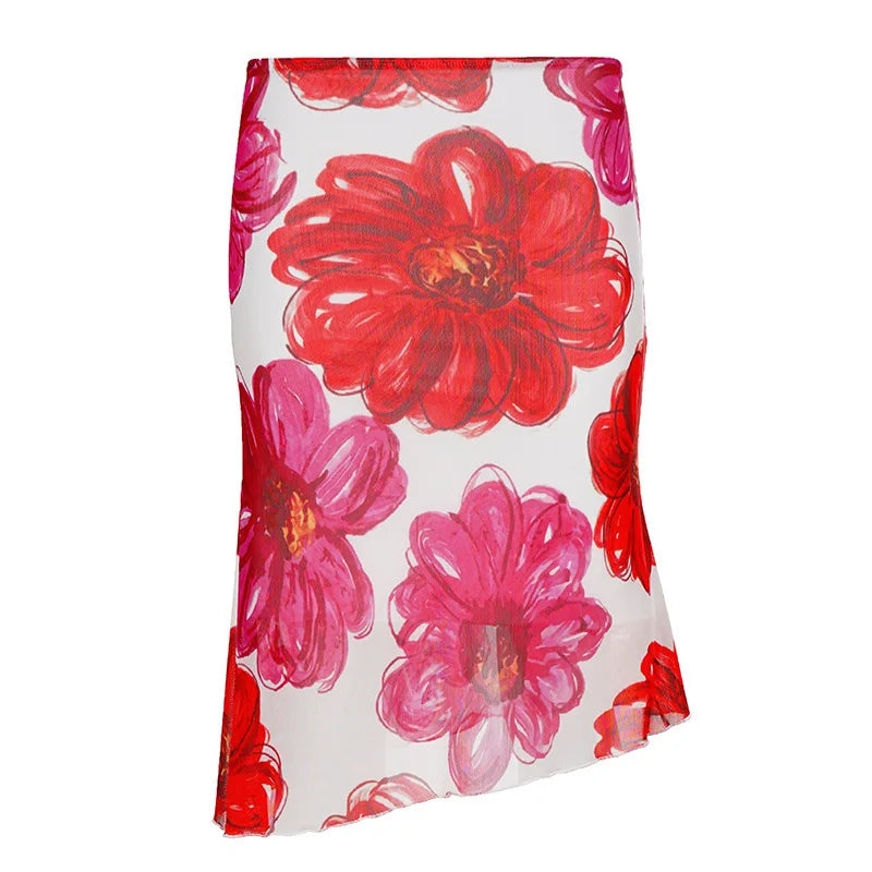 AIERTU  -  New Women's Slim Fit Fashion Casual Skirt Holiday Style Big Floral Print Bodycon Midi Skirt Slimming High Waist Wrap Skirt Aiertu