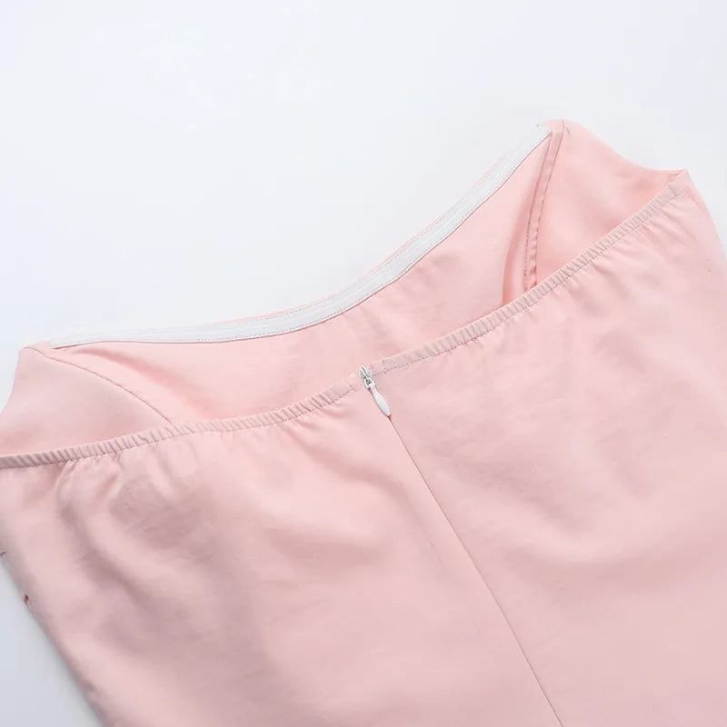AIERTU  -  Sexy Flower Tube Top Dress Summer New Waist Fishbone Skirt Aiertu