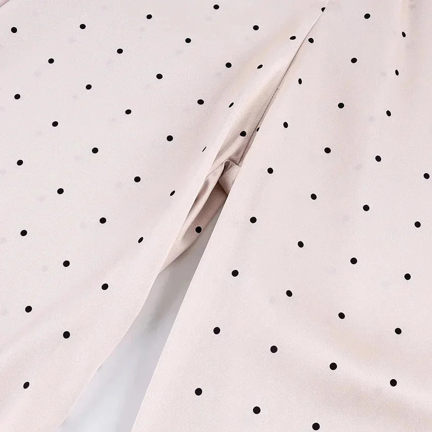 AIERTU  -  White Polka Dot Wide Straight Pants Loose Fit Spring Summer Chic Commuter Office Casual For Women Elegant Day To Night Aiertu