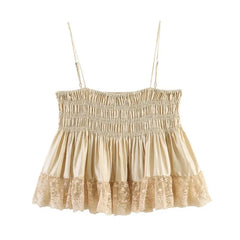 AIERTU  -  Independent Station Women's Lace Silk Satin Bridesmaid Top Strapless Ultra-Short Shoulder Bared Street Style Trendy Aiertu