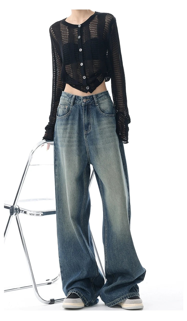 Aiertu Autumn Vintage Chicly Slim Button Female High Waisted Jeans American Basic Simple Casual Fashion S-XL Baggy Jeans Women Aiertu