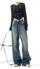 Aiertu Autumn Vintage Chicly Slim Button Female High Waisted Jeans American Basic Simple Casual Fashion S-XL Baggy Jeans Women Aiertu