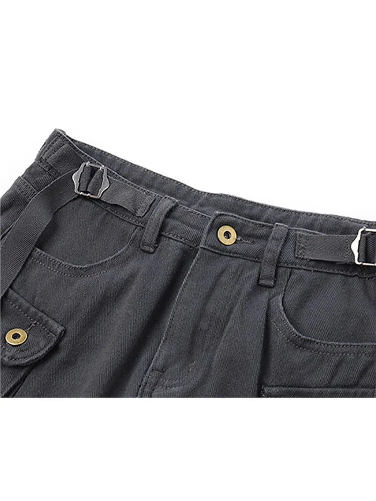 Aiertu Grey Mini Skirts Women High Waist Cargo Skirt Fashion Autumn Winter Woman Skirt Streetwear Short Skirts Pockets For Women Aiertu